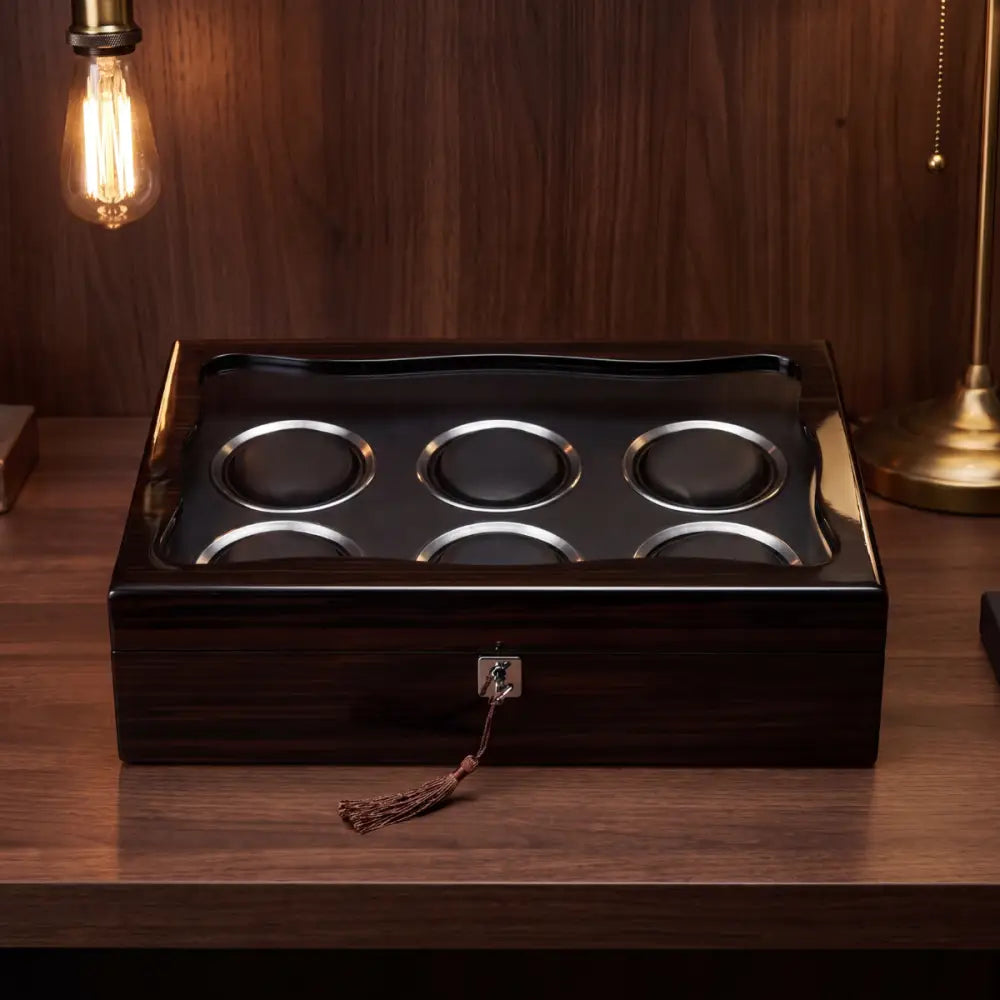 Boîte à Montres en Bois d'Ébène – 6 Montres