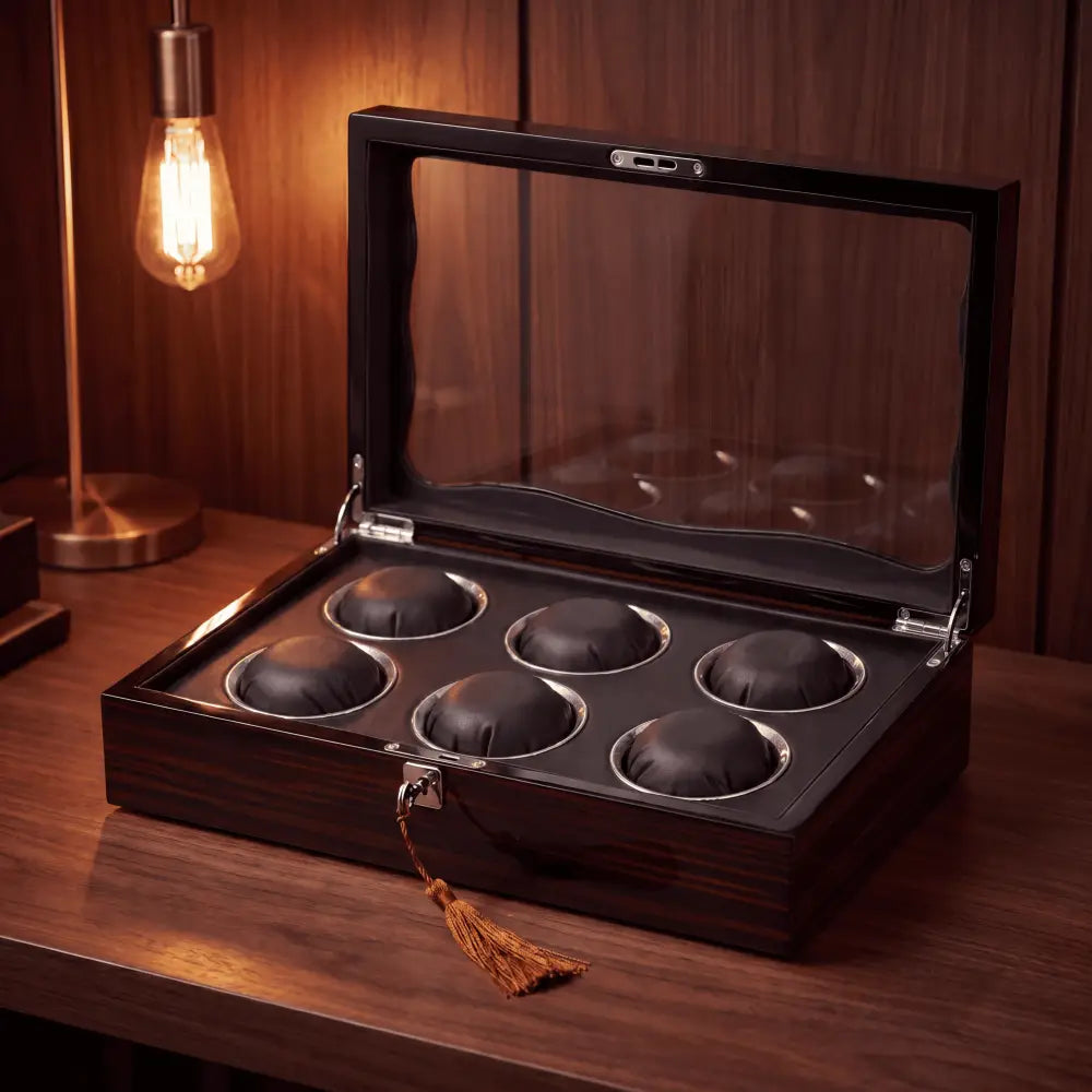 Boîte à Montres en Bois d'Ébène – 6 Montres