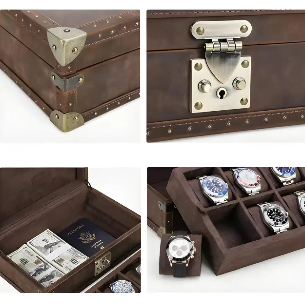 Boîte à Montres en Cuir Vintage – 8 Montres