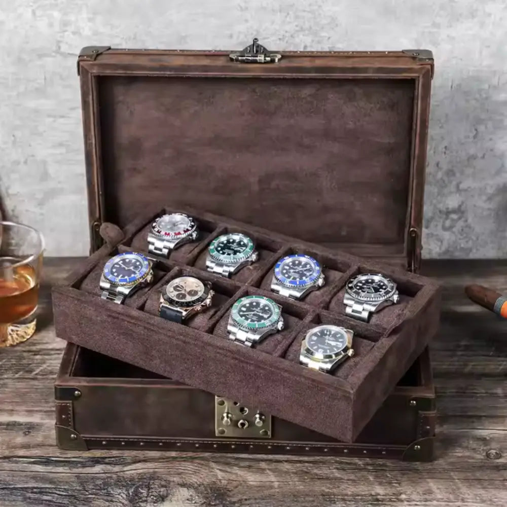 Boîte à Montres en Cuir Vintage – 8 Montres
