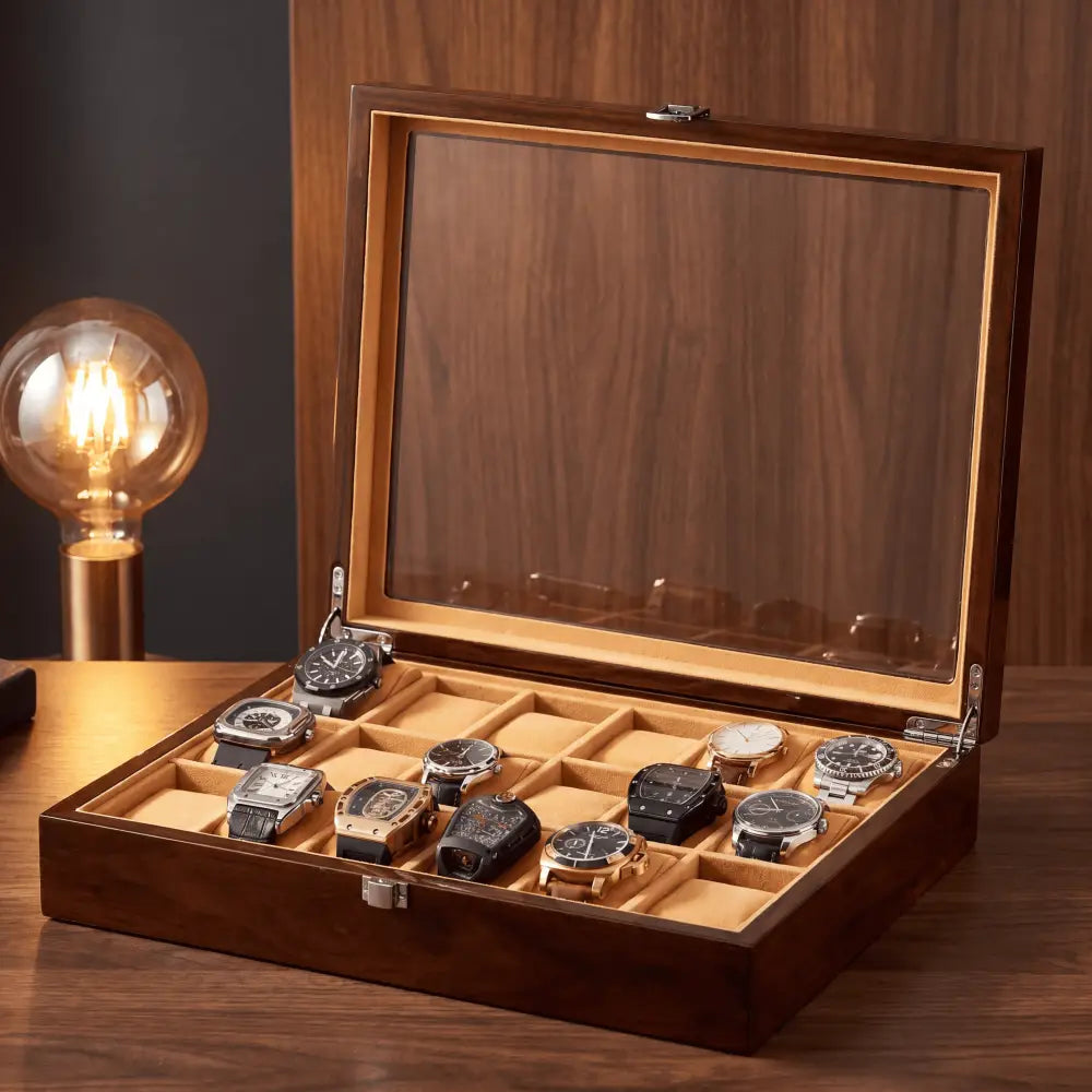 Boîte à Montres en Acajou – 18 Montres
