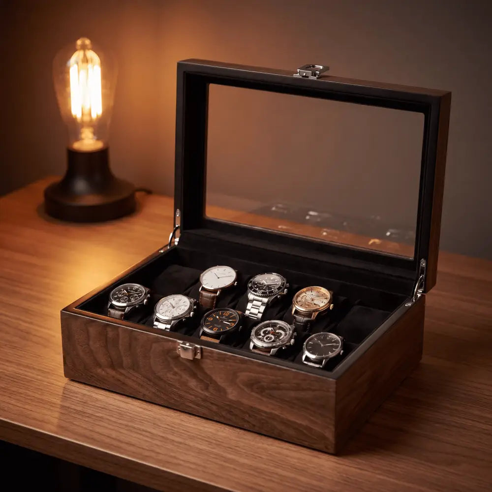 Boîte à Montres en Noyer Mat – 10 Montres