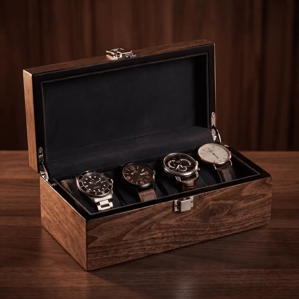 Boîte à Montres en Noyer Mat – 4 Montres