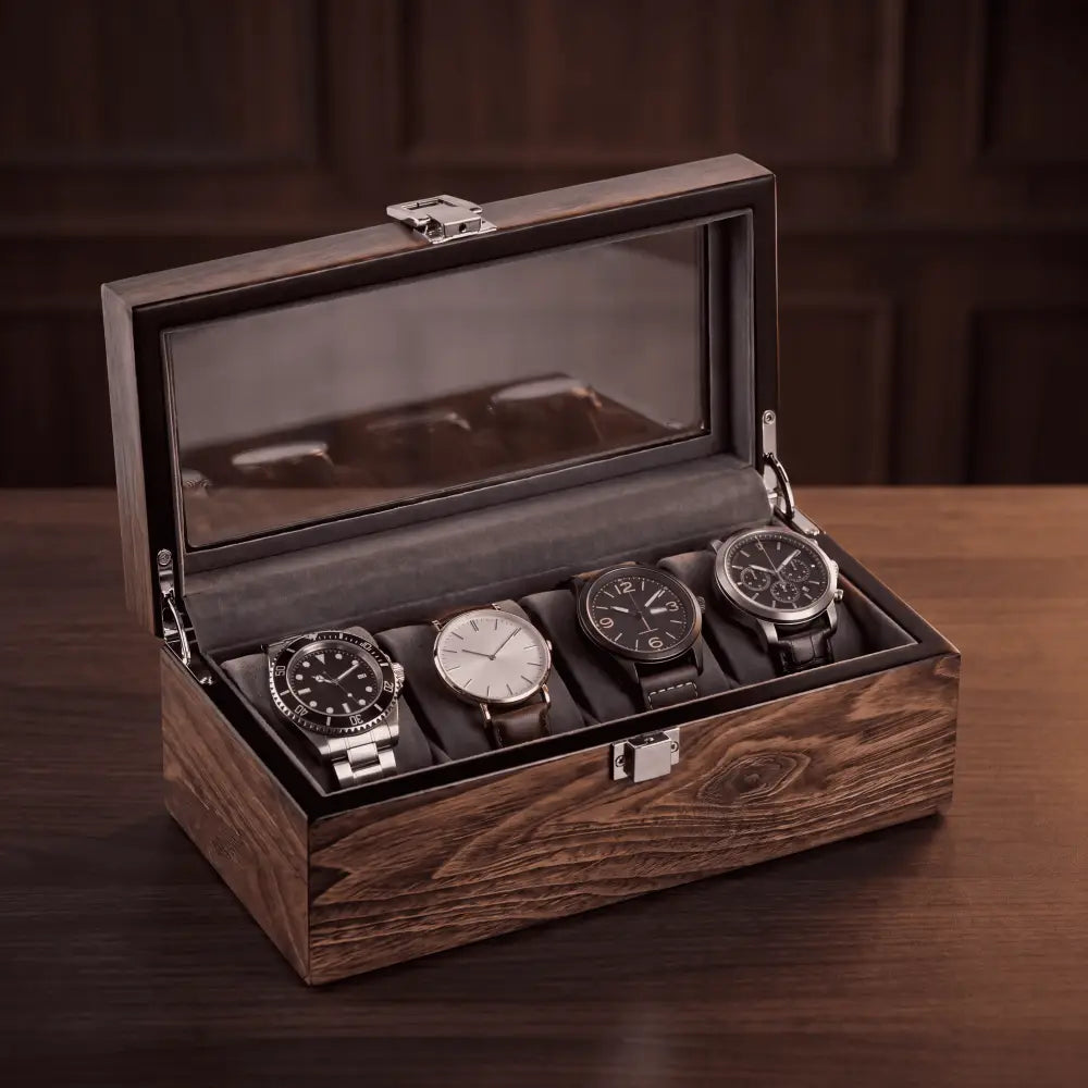 Boîte à Montres en Noyer Mat – 4 Montres