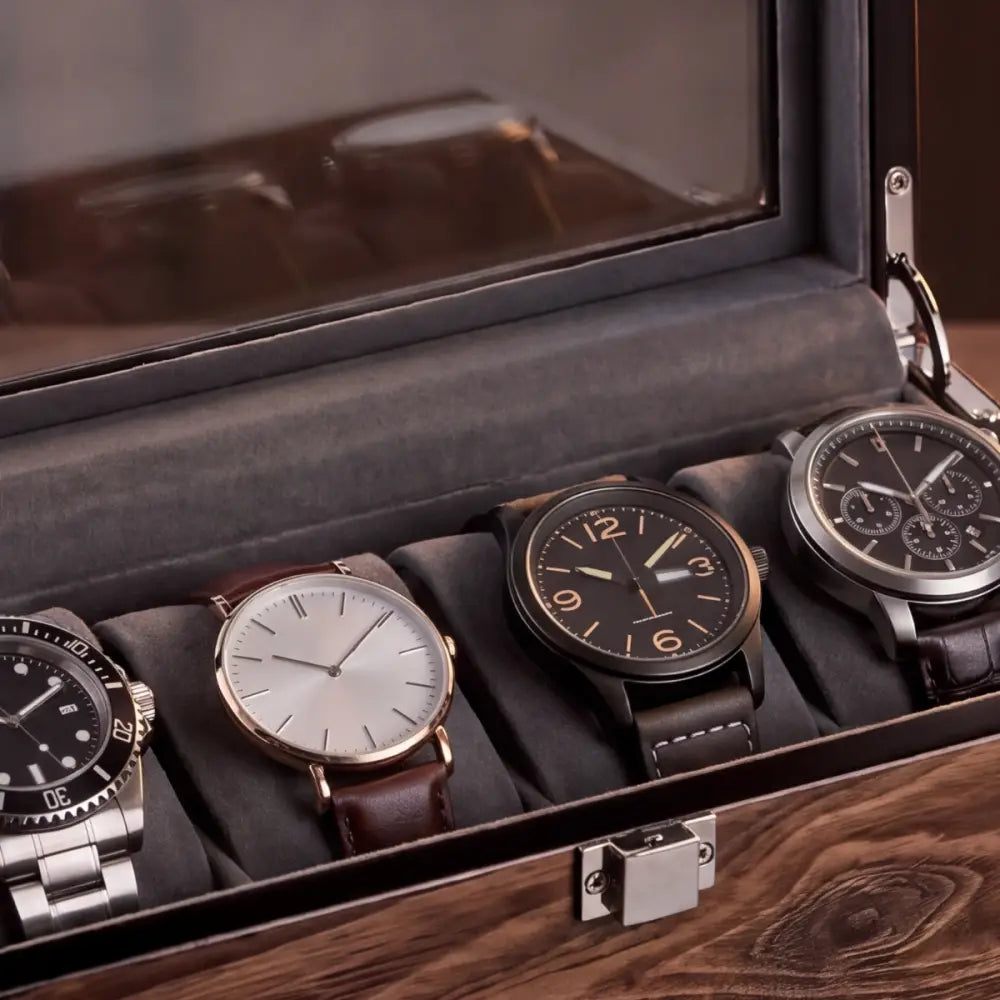 Boîte à Montres en Noyer Mat – 4 Montres