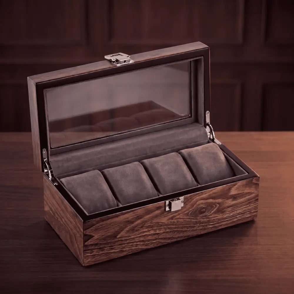 Boîte à Montres en Noyer Mat – 4 Montres