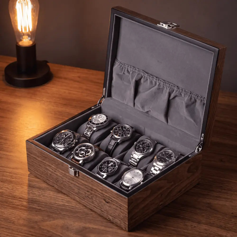 Boîte à Montres en Noyer Mat – 8 Montres