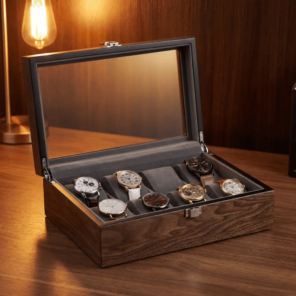 Boîte à Montres en Noyer Mat – 8 Montres