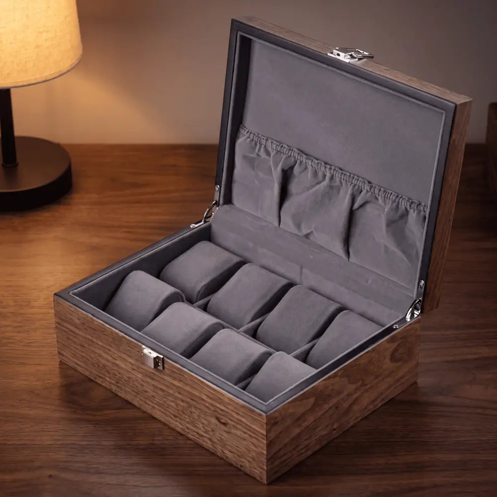 Boîte à Montres en Noyer Mat – 8 Montres