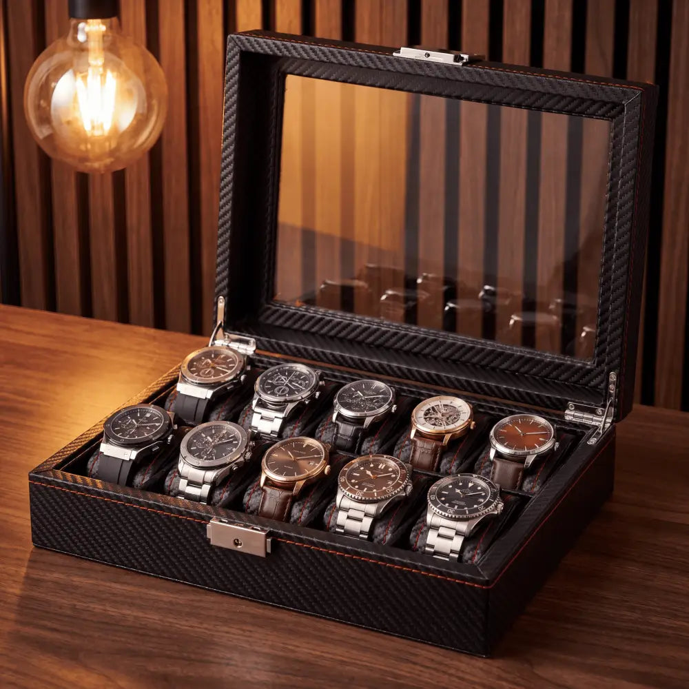 Boîte à Montres Noir Profond – 10 Montres