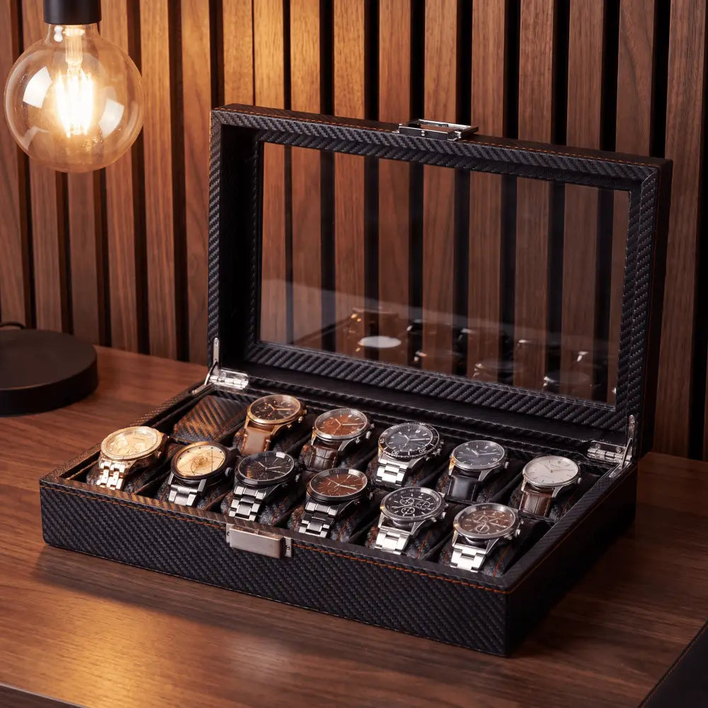 Boîte à Montres Noir Profond – 12 Montres
