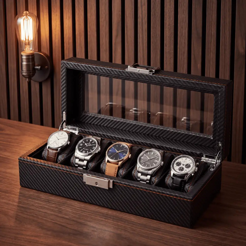 Boîte à Montres Noir Profond – 5 Montres