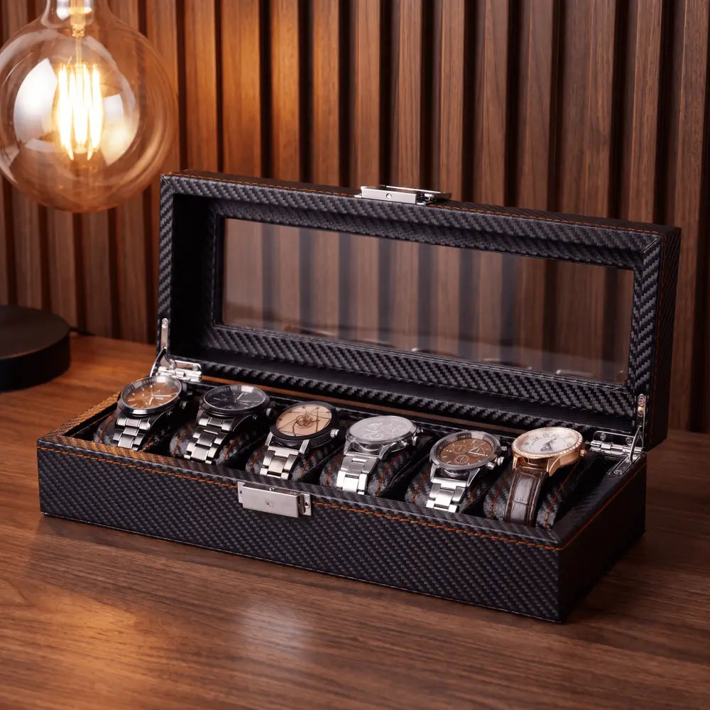 Boîte à Montres Noir Profond – 6 Montres
