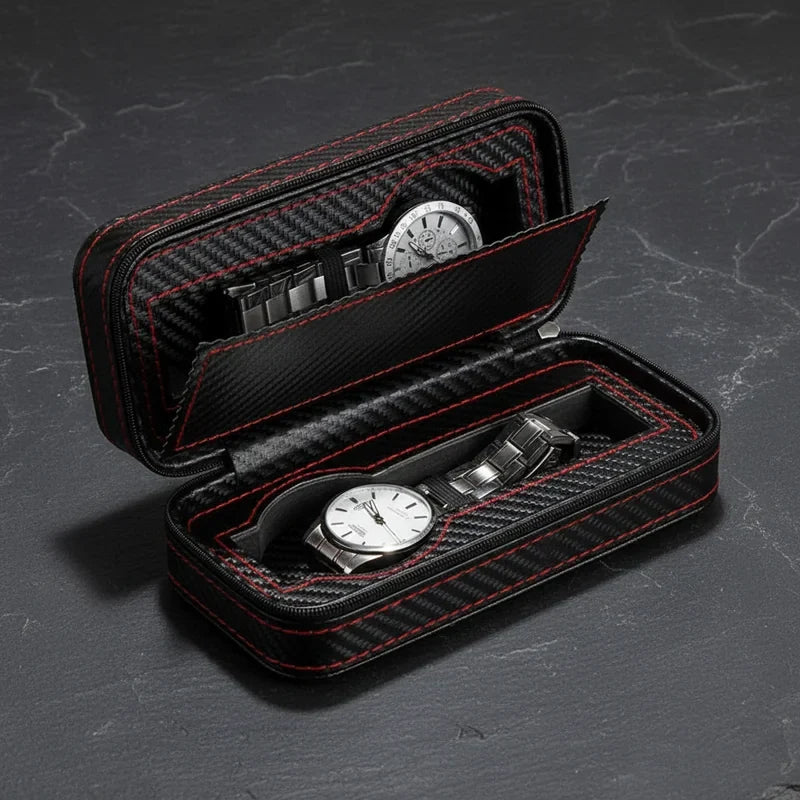 Étui à Montres Noir – 2 Emplacements