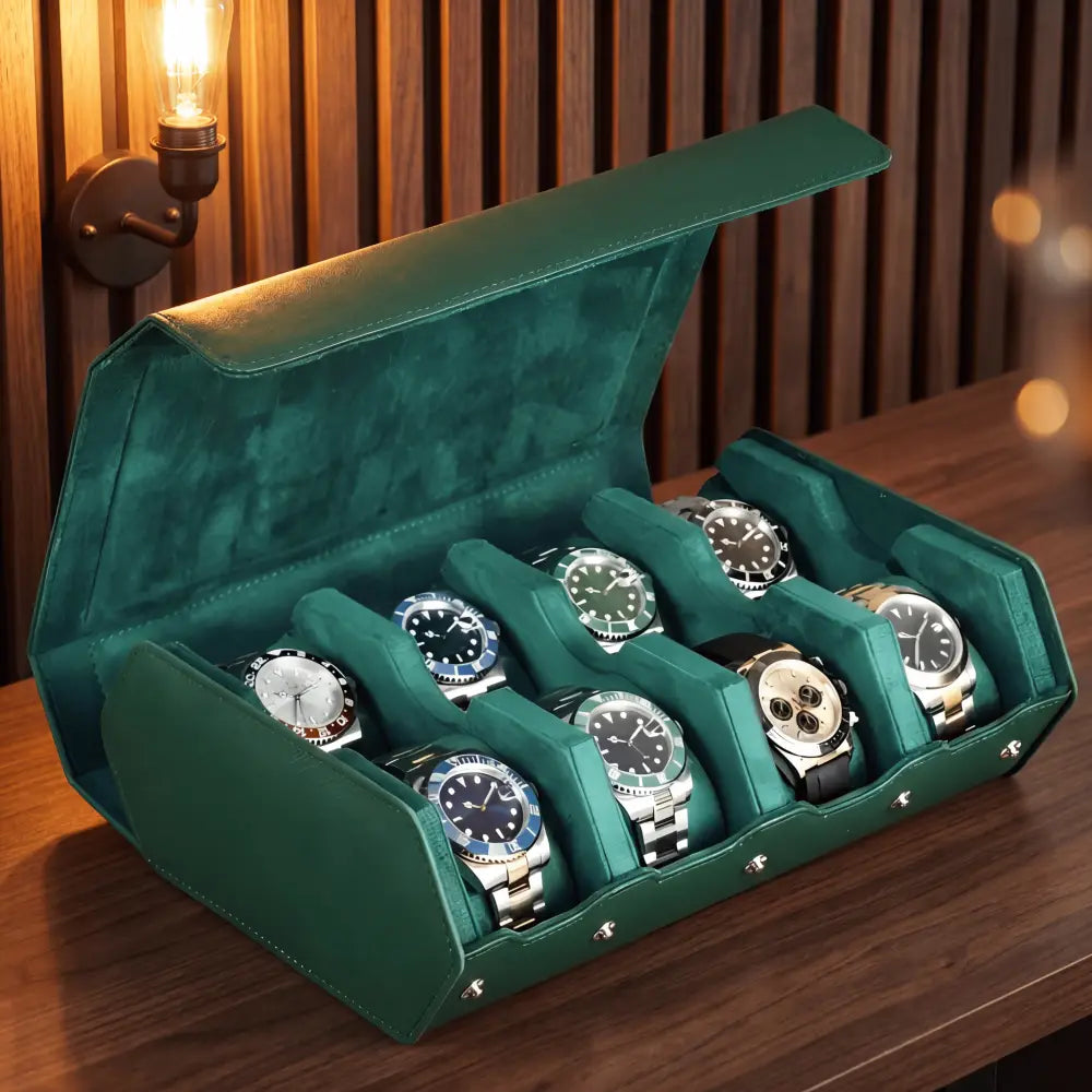 Étui à Montres Émeraude – 8 Montres