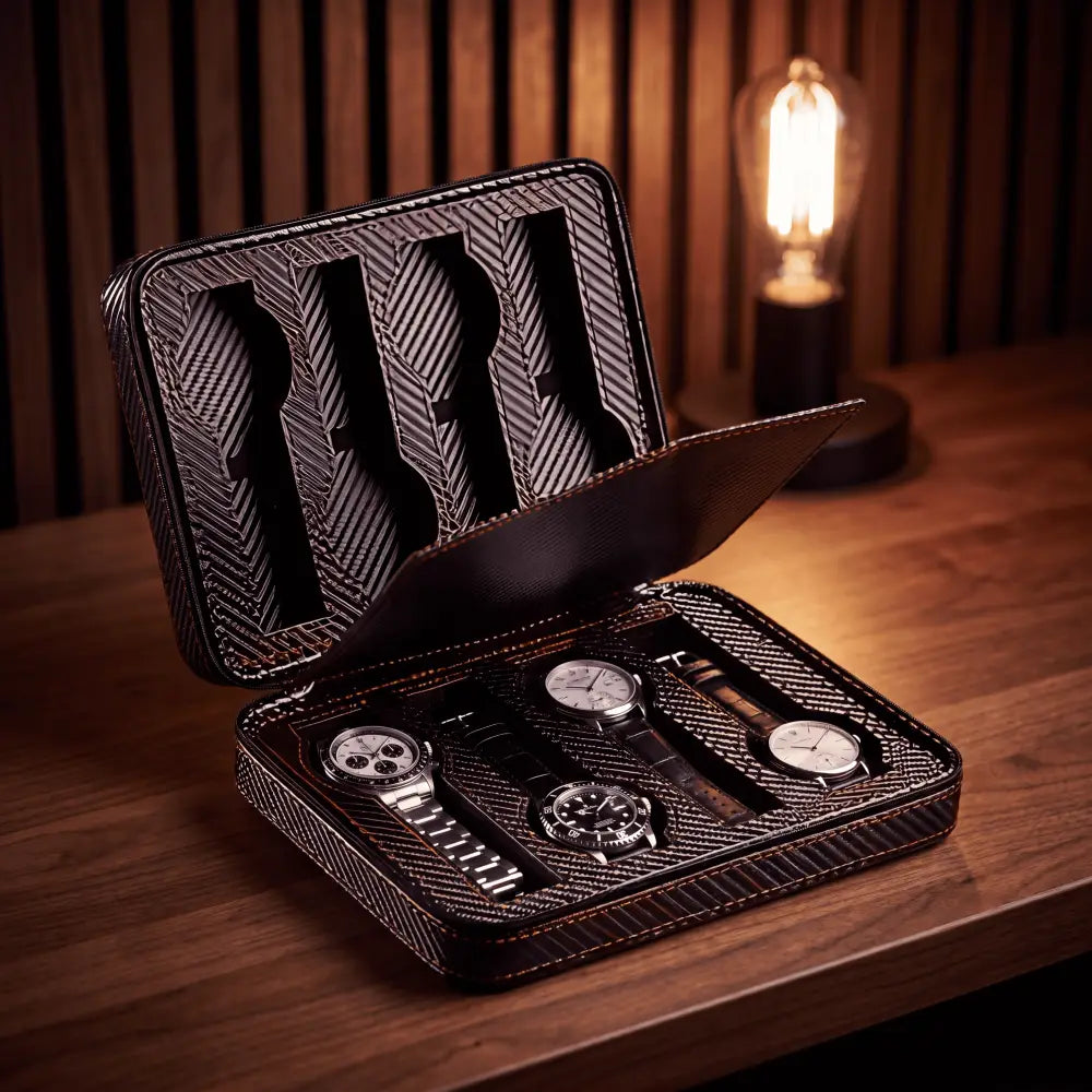 Étui à Montres Noir Profond – 8 Montres