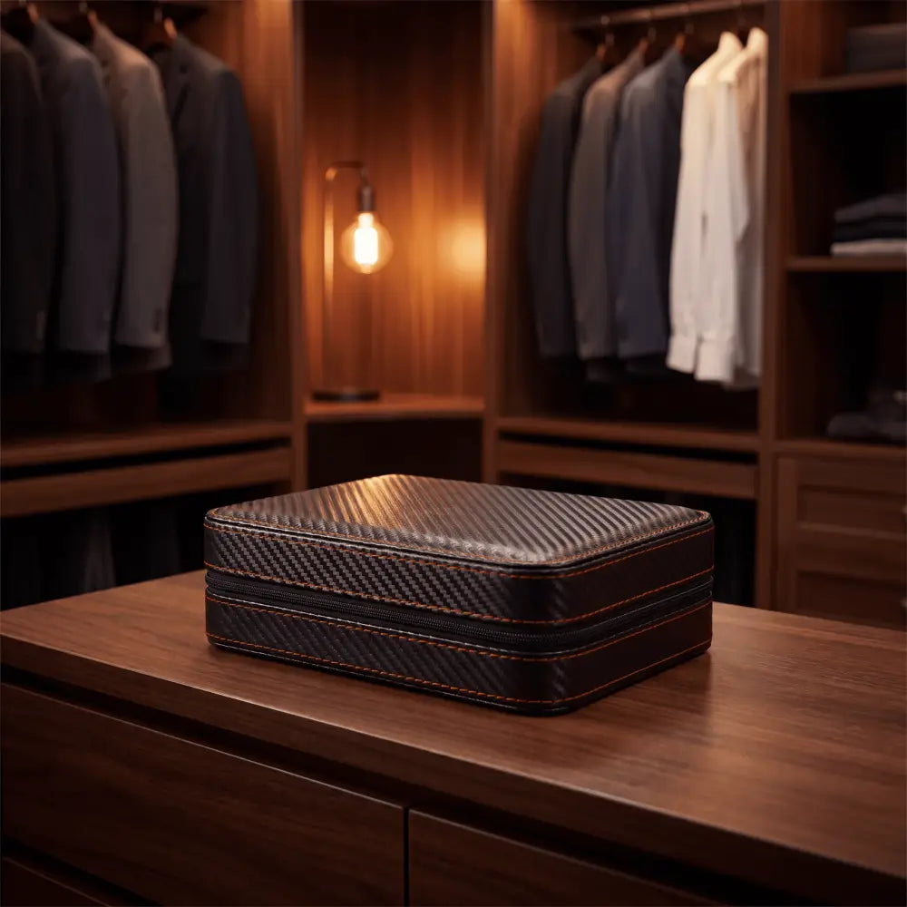 Étui à Montres Noir Profond – 8 Montres