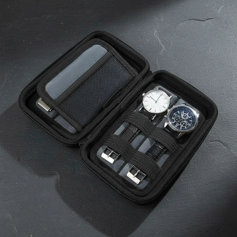 Étui à Montres Noir – 4 Emplacements