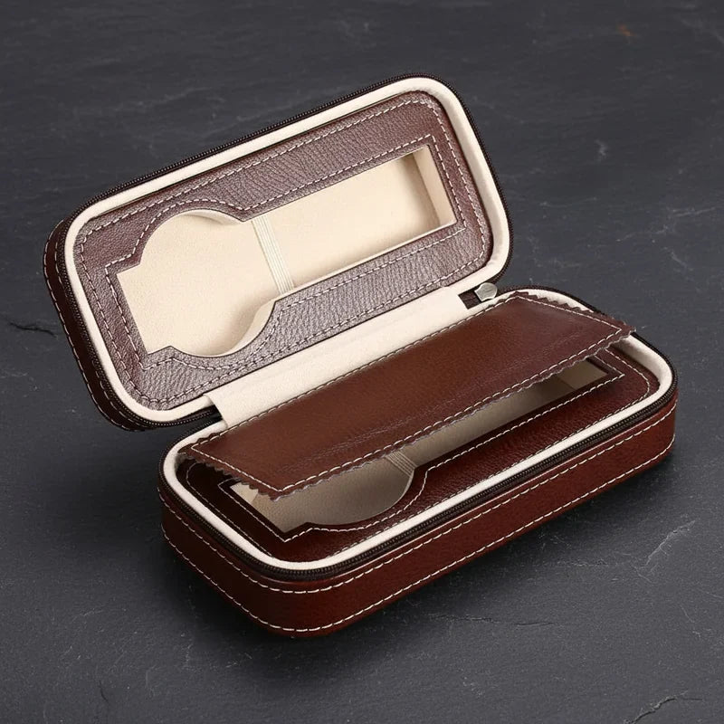 Étui à Montres Marron – 2 Montres