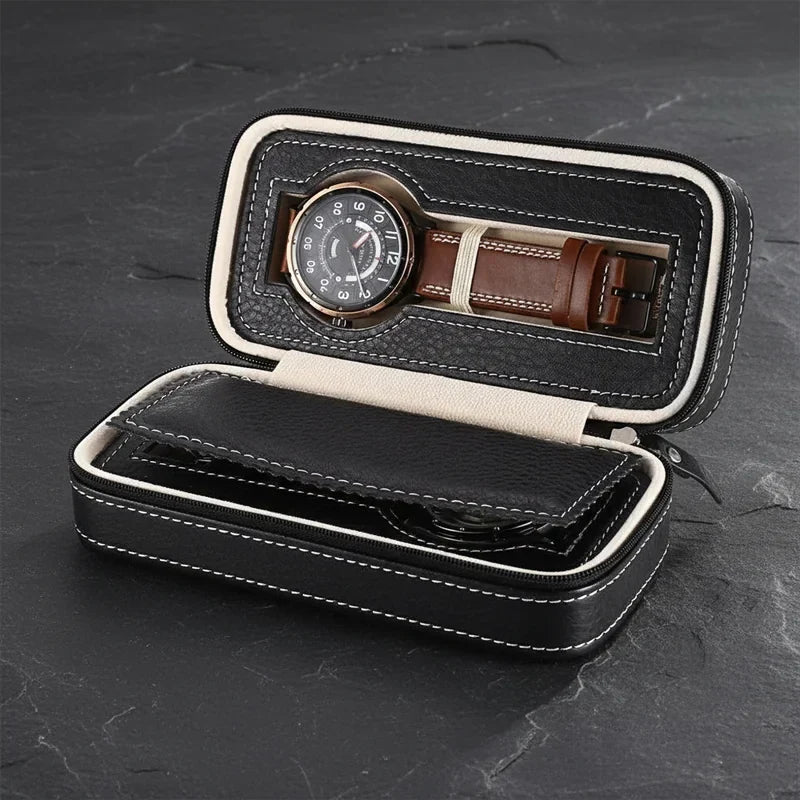 Étui à Montres Noir – 2 Montres