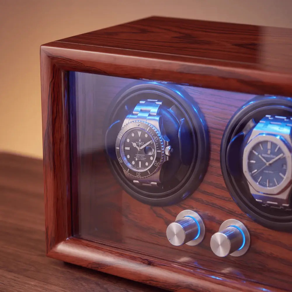 Remontoir à Montre en Bois Acajou – 2 Montres