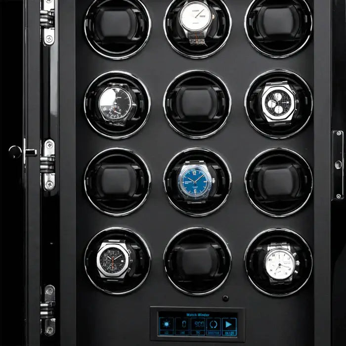Remontoir à Montre Grande Armoire Noire – 12 Montres