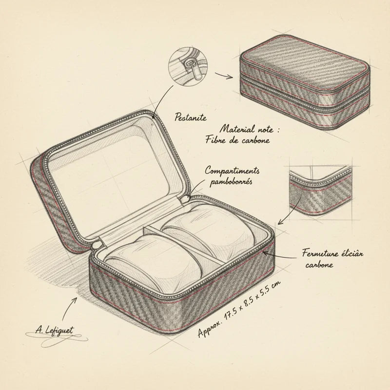 Étui à Montres Noir – 2 Emplacements