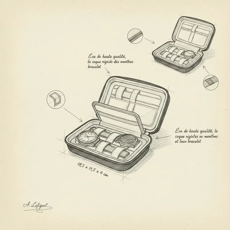Étui à Montres Noir – 4 Emplacements