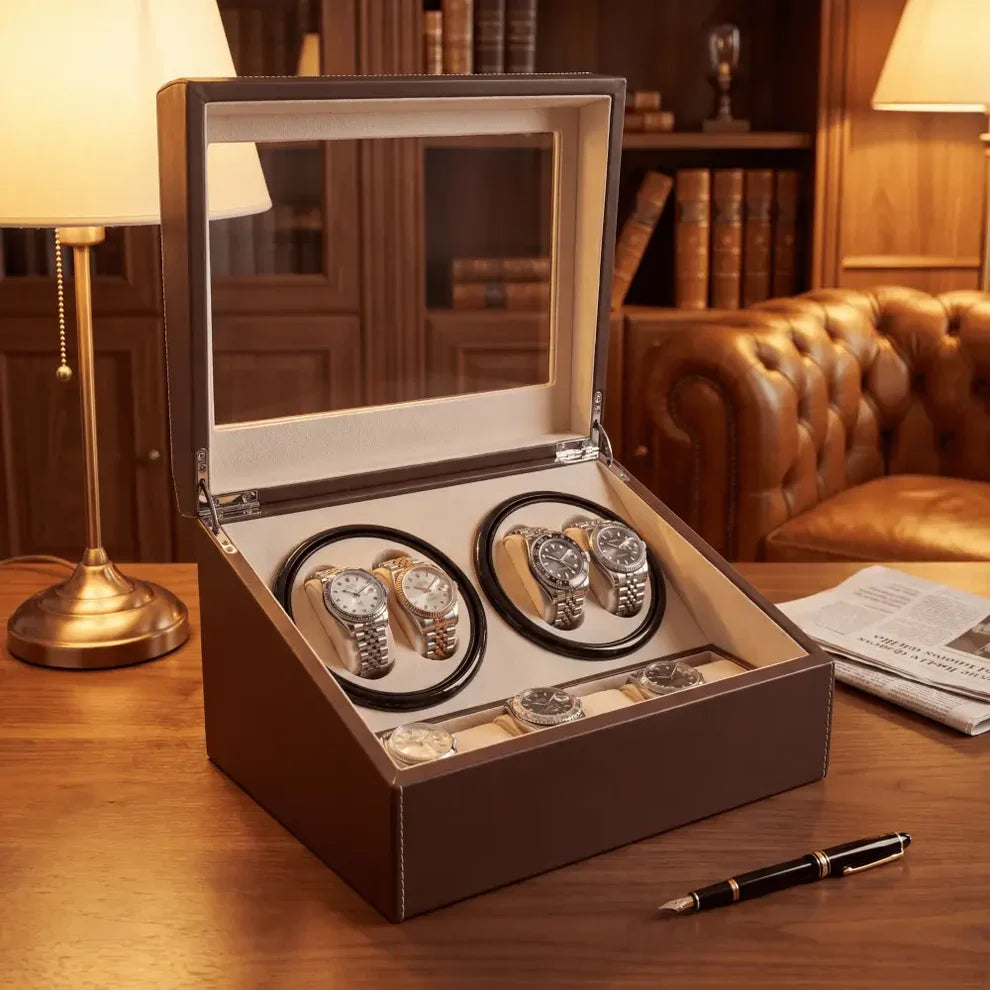 Remontoir à Montre Coffret Classique Marron – 10 Montres